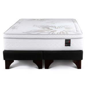 Cama Europea Rosen Art 4 / King / Base Dividida + Set de Maderas Argos
