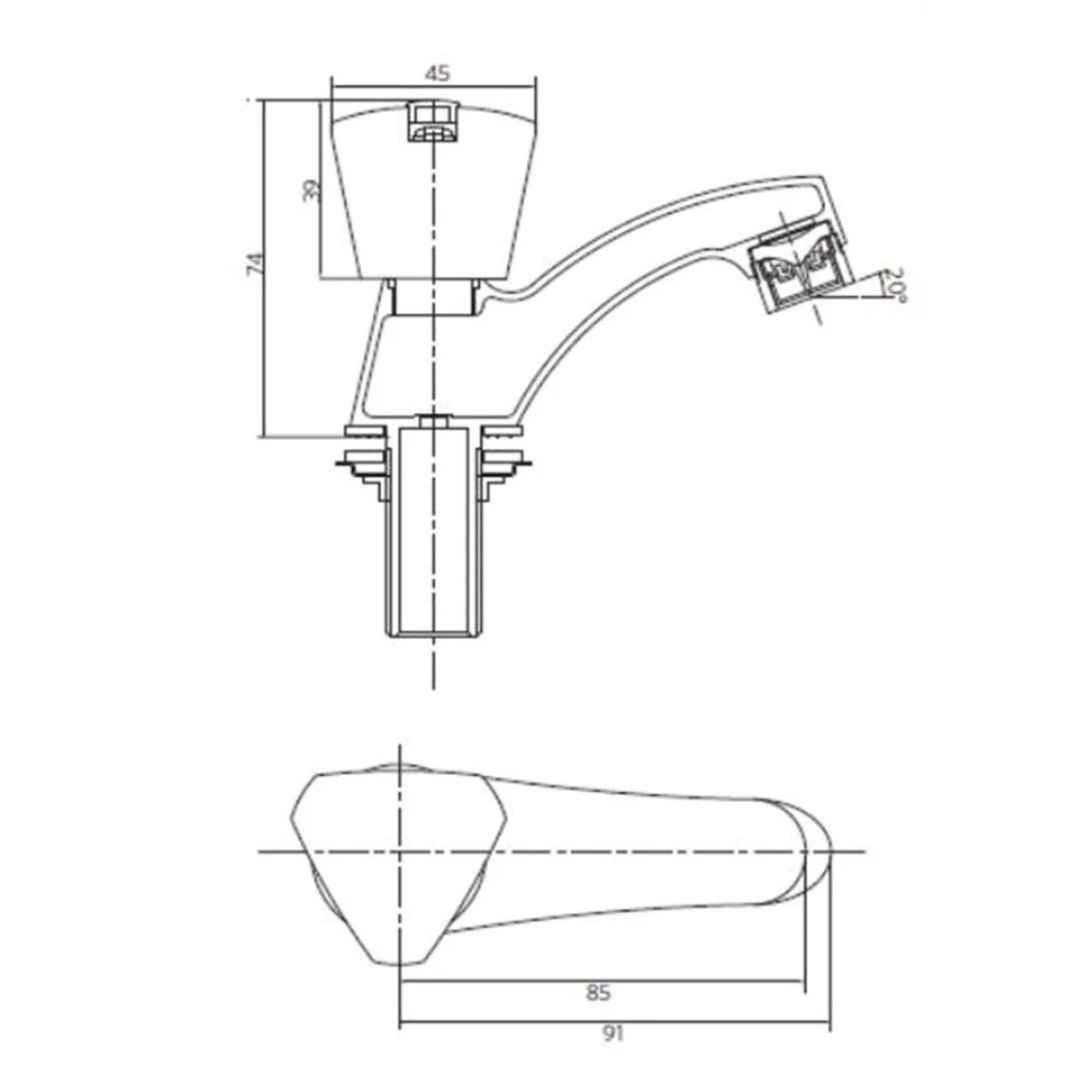 Llave Grifo Para Lavatorio Modelo Mossini Tevere Marca Stretto image number 6.0