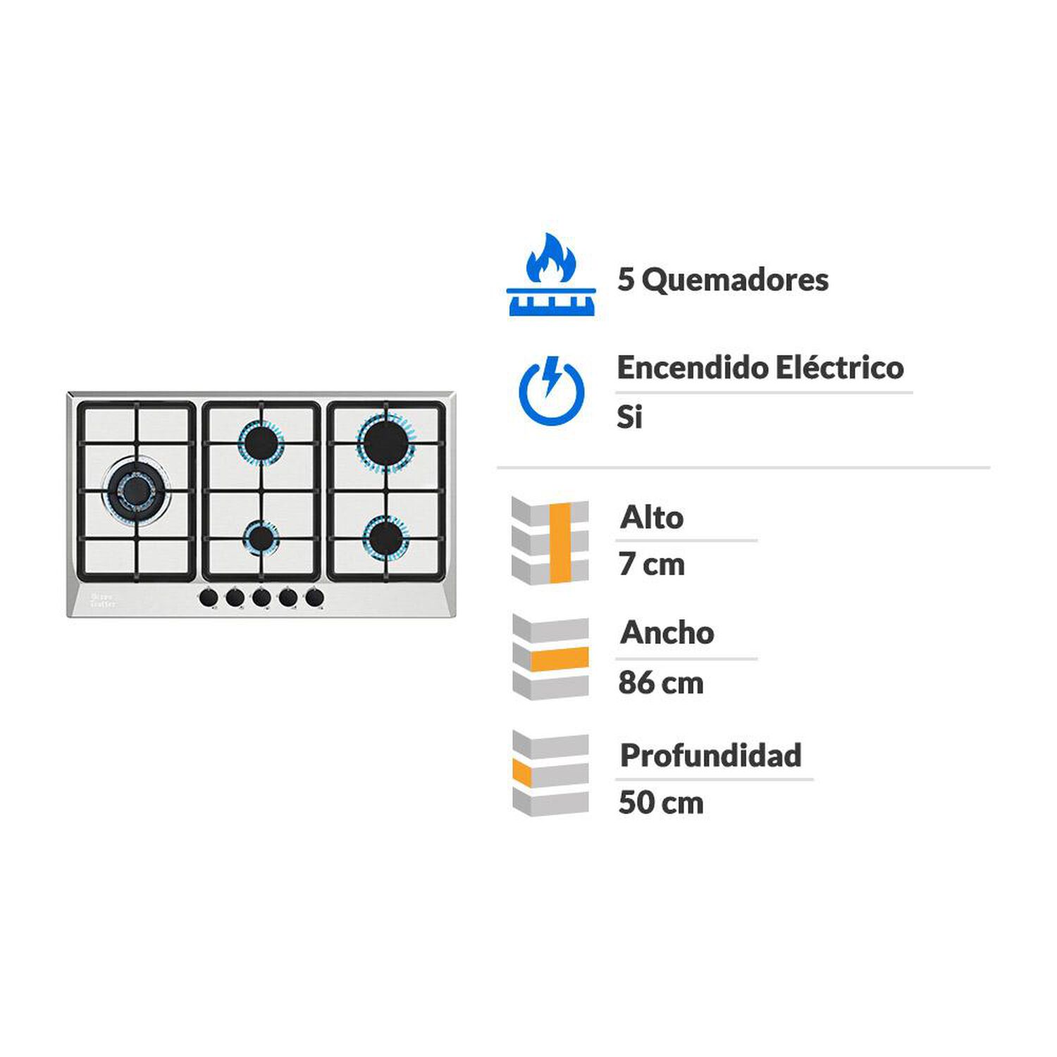 Encimera A Gas Ursus Trotter UT Prime GLT-5 GN / 5 Quemadores image number 1.0