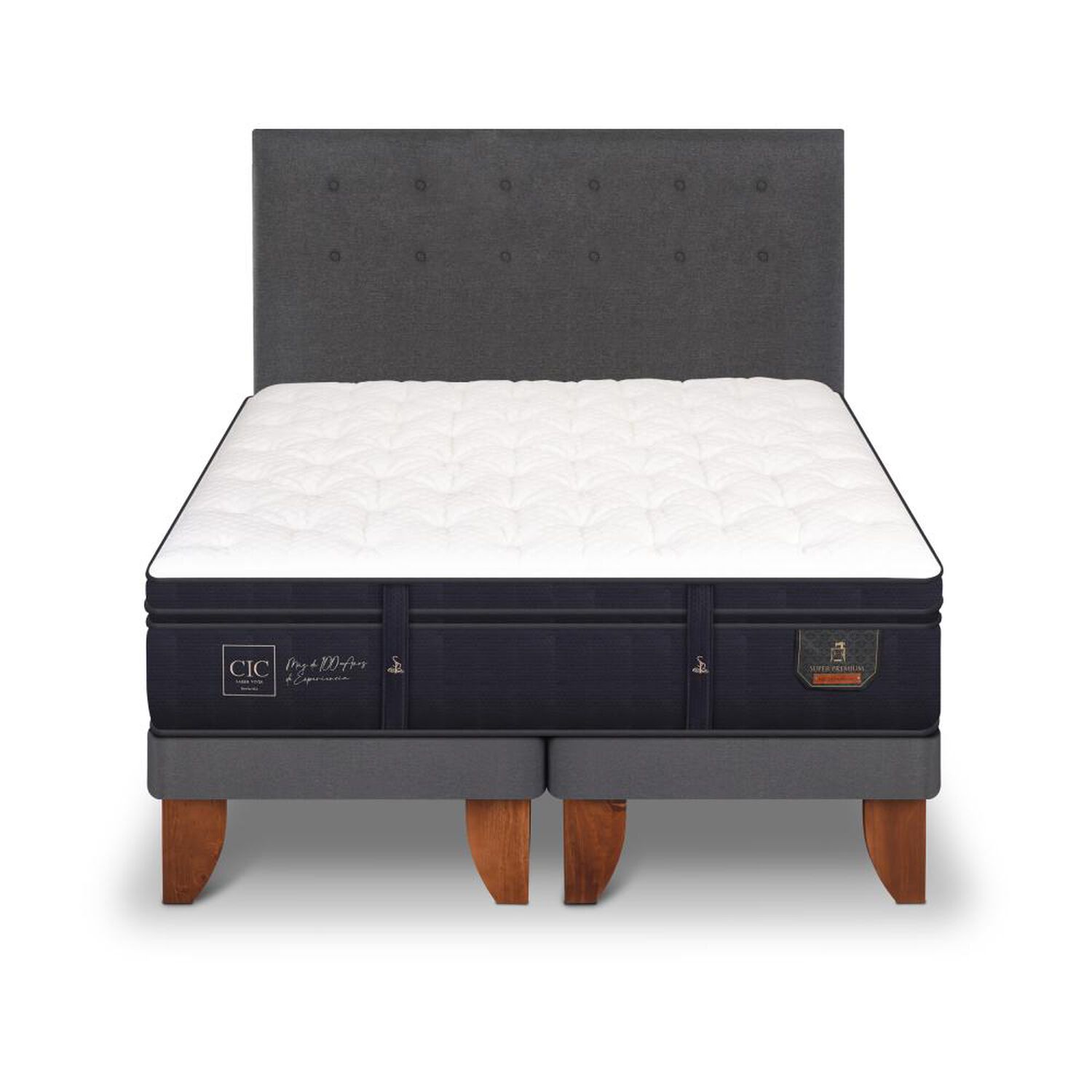 Cama Europea Cic Super Premium / 2 Plazas / Base Dividida + Respaldo&nbsp;+Pack de Almohadas image number 1.0