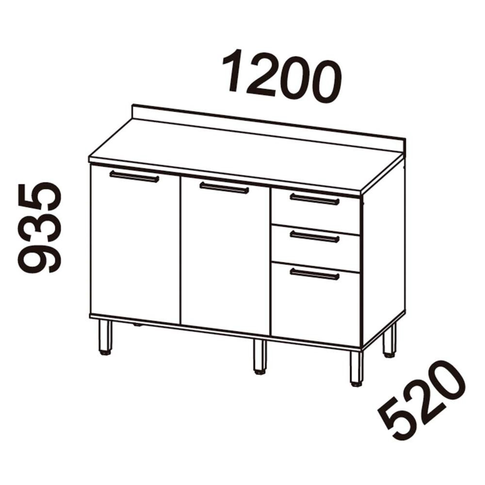 Mueble De Cocina Roca Base De Cocina Casta&ntilde;a Modular / 2 Puertas / 3 Cajones image number 3.0
