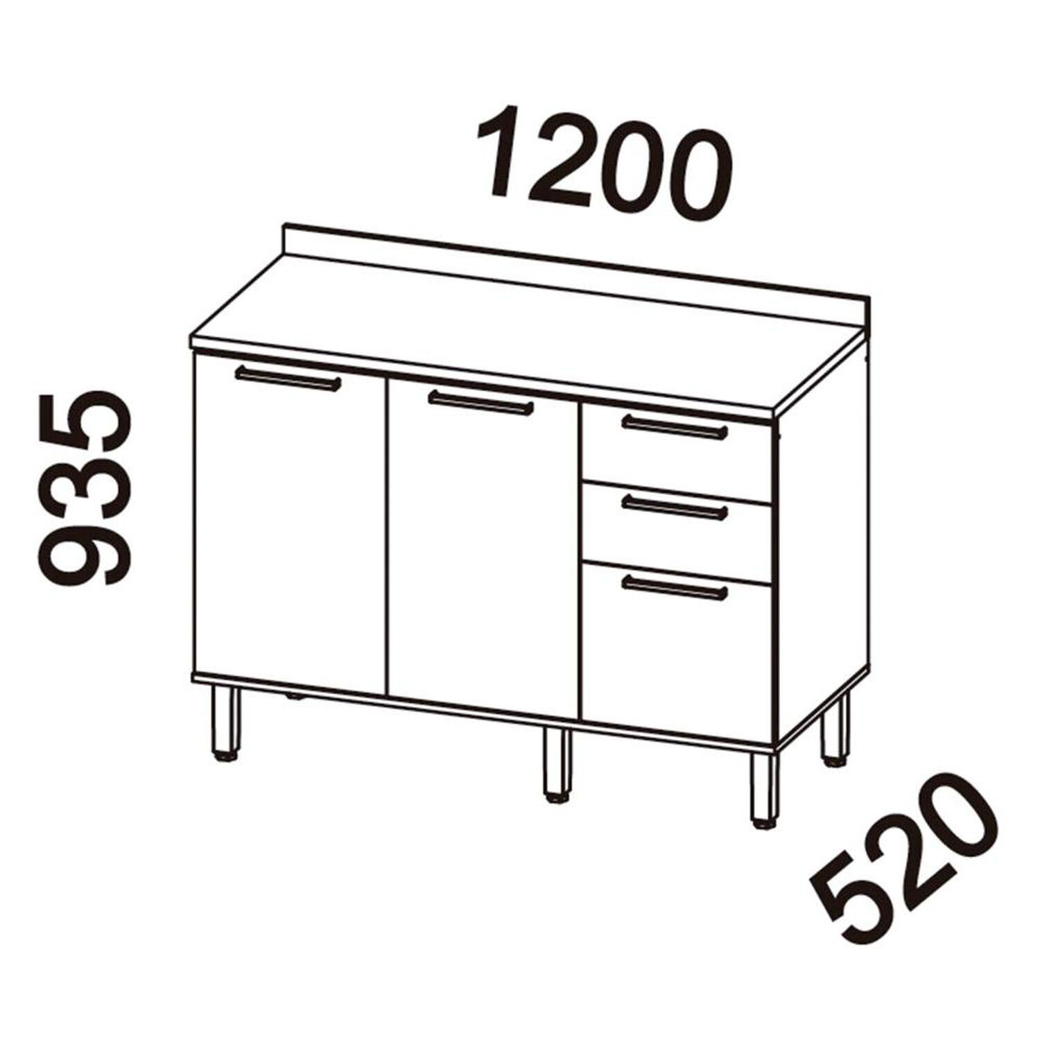 Mueble De Cocina Roca Base De Cocina Casta&ntilde;a Modular / 2 Puertas / 3 Cajones image number 3.0