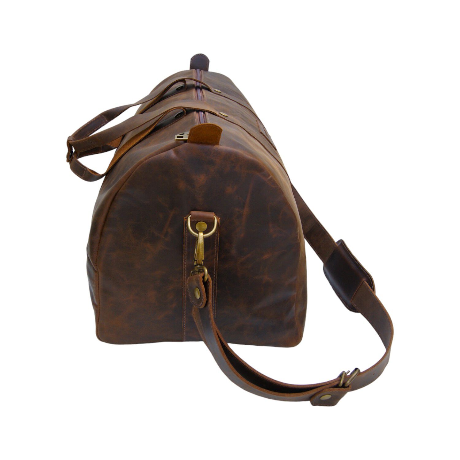 Bolso De Viaje De Cuero Cafe Tostado image number 3.0