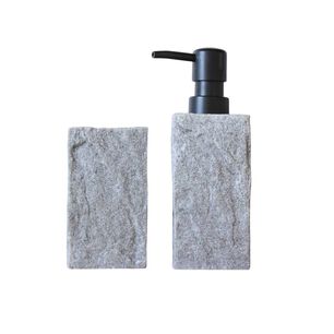 Set 2 Accesorios De Ba&ntilde;o Dispensador De Jab&oacute;n Y Vaso Rock