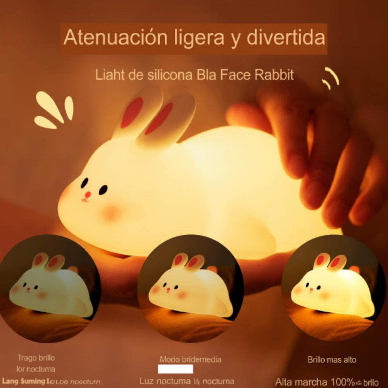 Lampara Nocturna Conejo C/sensor Bebes - Ni&ntilde;os Espanta Cuco image number 6.0