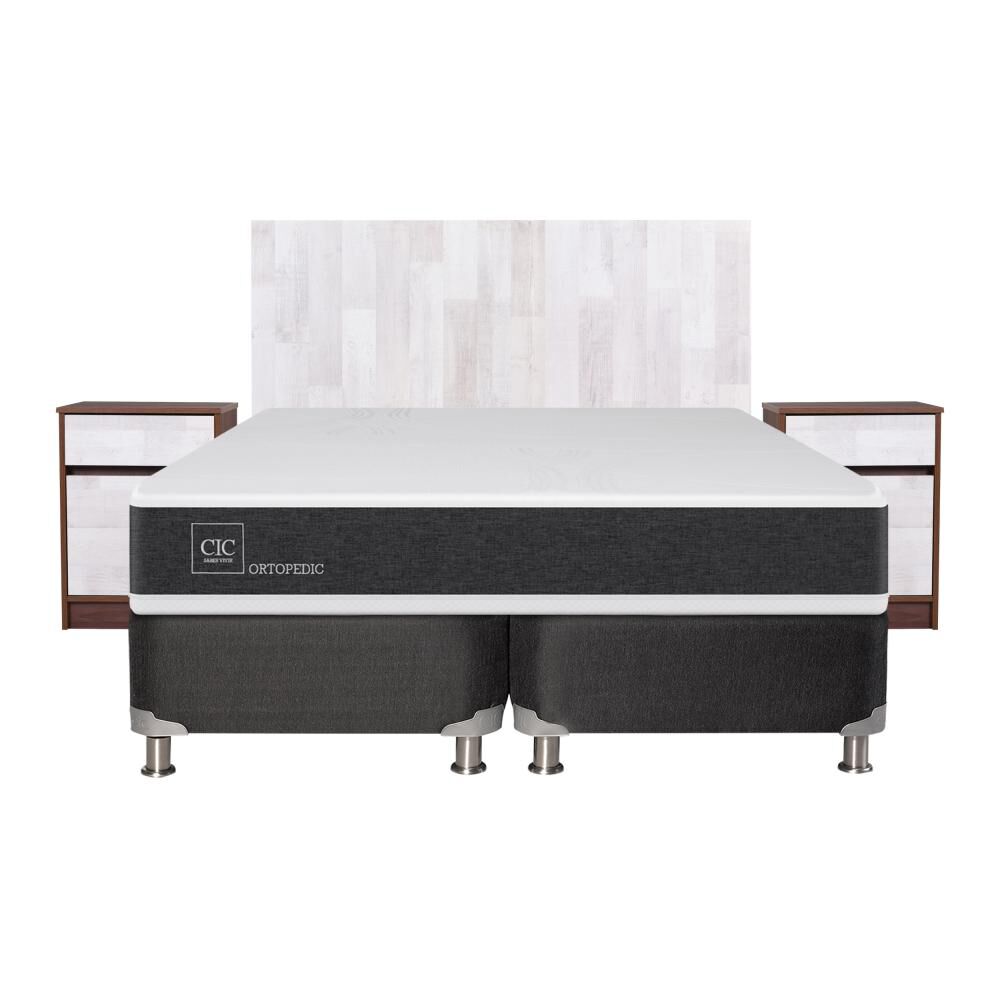 Box Spring Cic Ortopedic / 2 Plazas / Base Dividida + Set de Maderas Legno image number 0.0