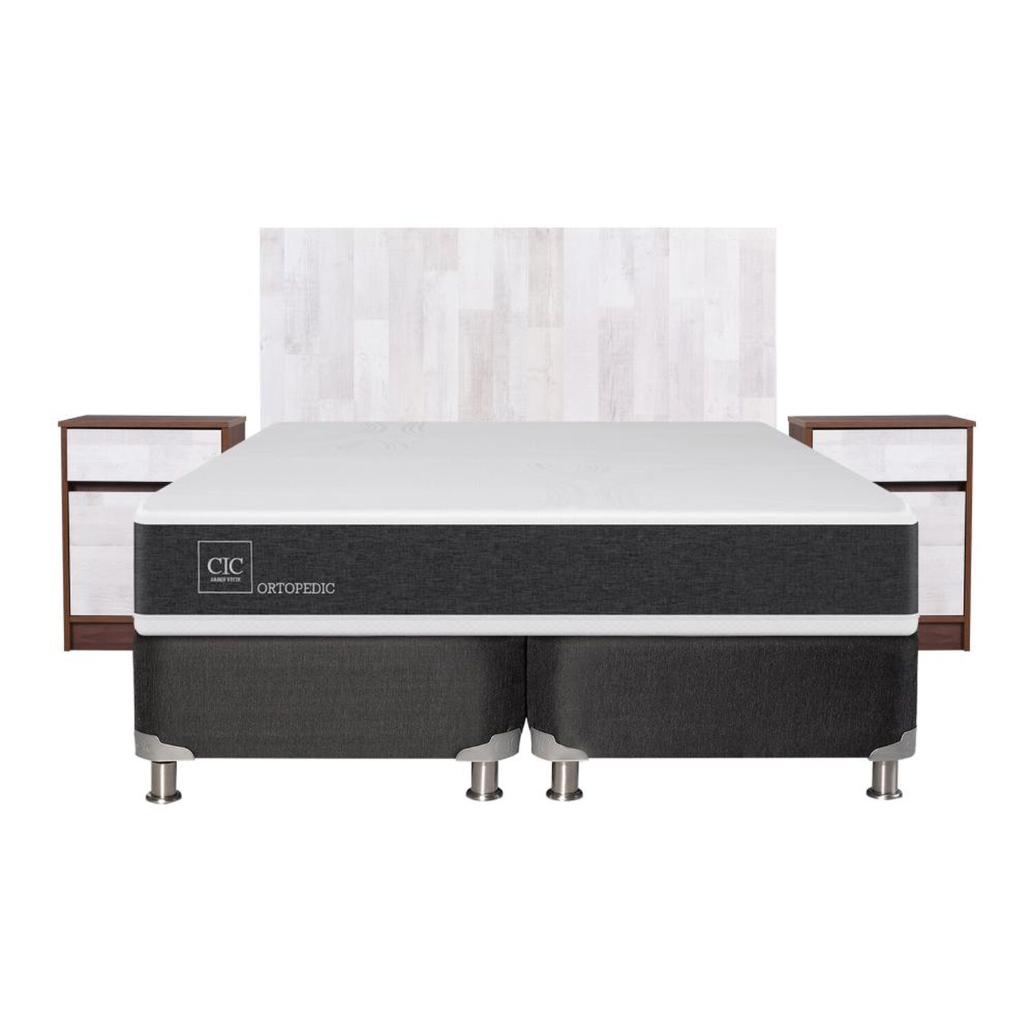 Box Spring Cic Ortopedic / 2 Plazas / Base Dividida + Set de Maderas Legno image number 0.0