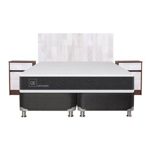 Box Spring Cic Ortopedic / 2 Plazas / Base Dividida + Set de Maderas Legno