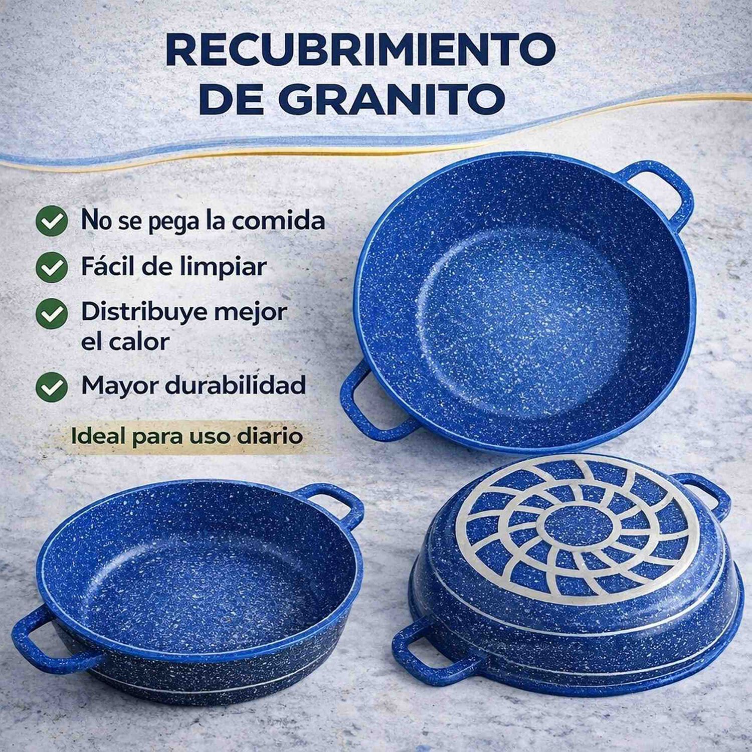 Juego De Ollas 12 Piezas Granito Royal Dessine Color Azul image number 2.0