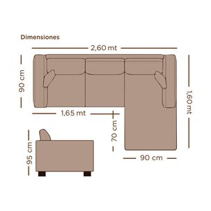 Sofá Seccional Living Factory New Samy Derecho / 4 Cuerpos