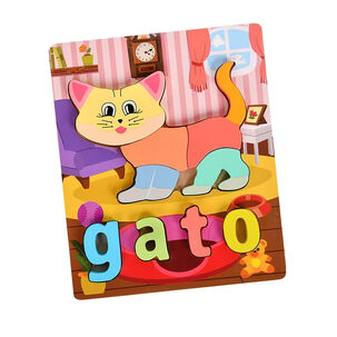 Puzzle Encaje Madera Letra Dibujo Rompecabeza Didactico Ni&ntilde;o