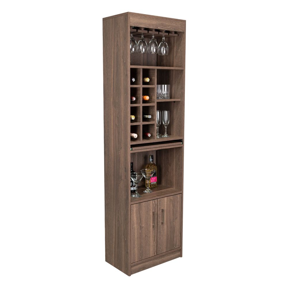 Bar Alto 8 Botelleros Repisa Extensible Caf&eacute; Oscuro 180 Cm X 32 Cm X 51 Cm image number 3.0
