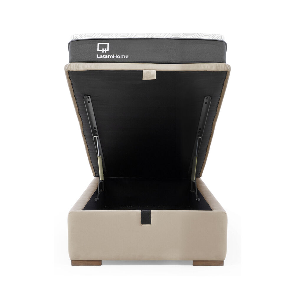 Cama Funcional Boxet 1 1/2 Plaza Colchon Resortes New Top Funda Lavable Beige image number 1.0