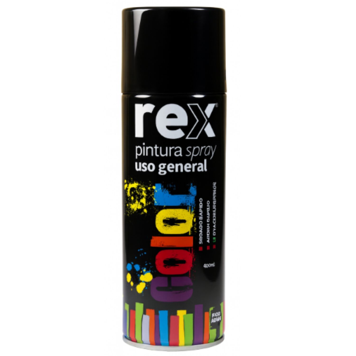 Pintura En Spray Uso General Secado R&aacute;pido Rex 400ml Negra image number 0.0
