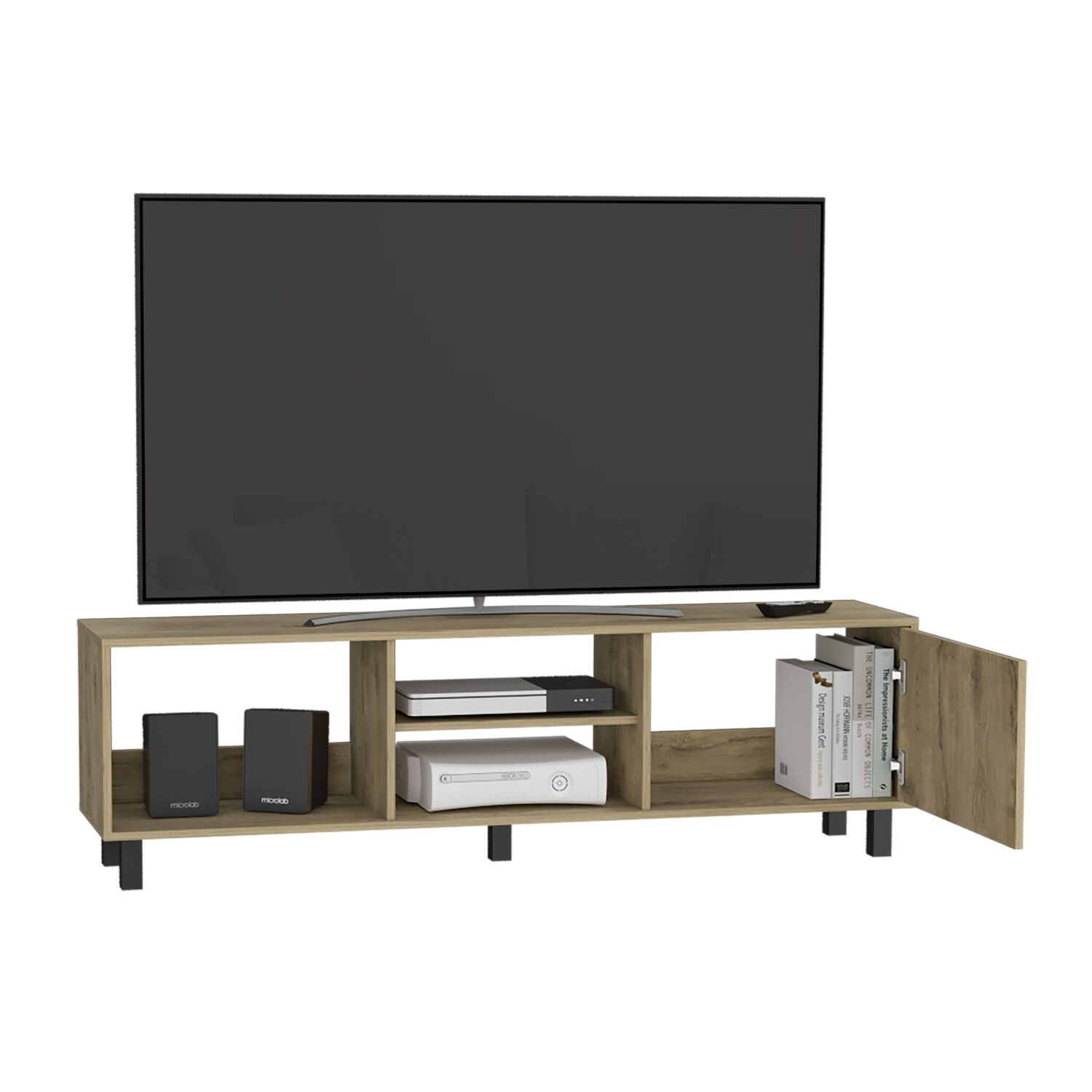 Rack Tv 65" 1 Puerta 47,5x160x35 Cm Caf&eacute; Claro image number 1.0