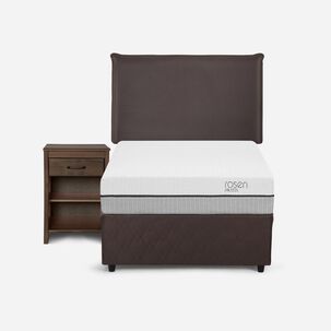 Cama Nido Rosen Pratta / 1.5 Plazas / Base Normal + Set De Maderas Maurice Chocolate