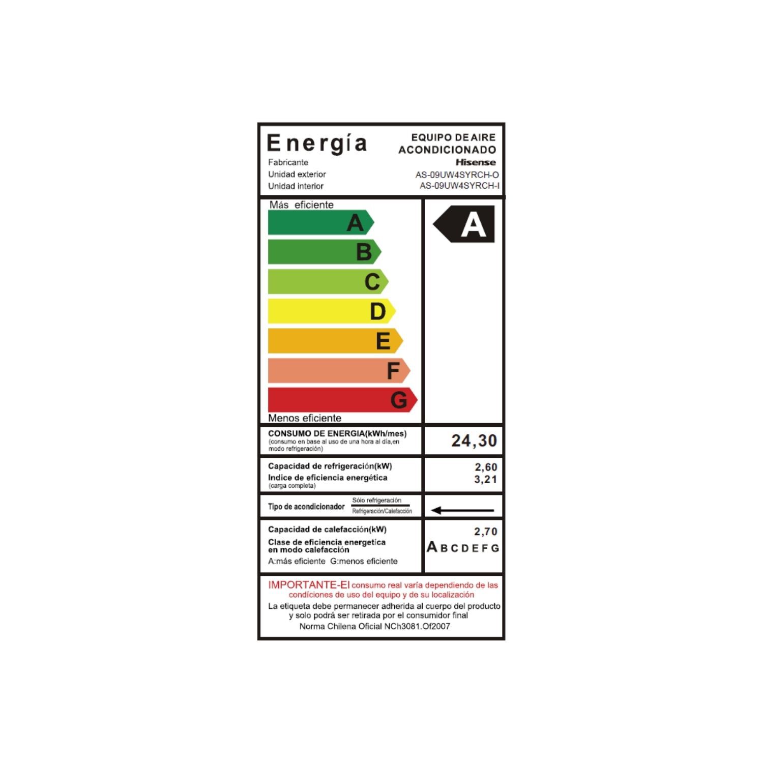 Aire Acondicionado Split 9000btu Inverter Hisense image number 3.0