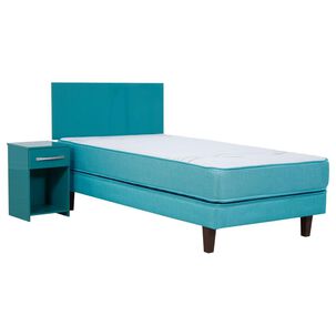 Cama Europea Mantahue Color / 1 Plaza / Base Normal  + Set De Maderas