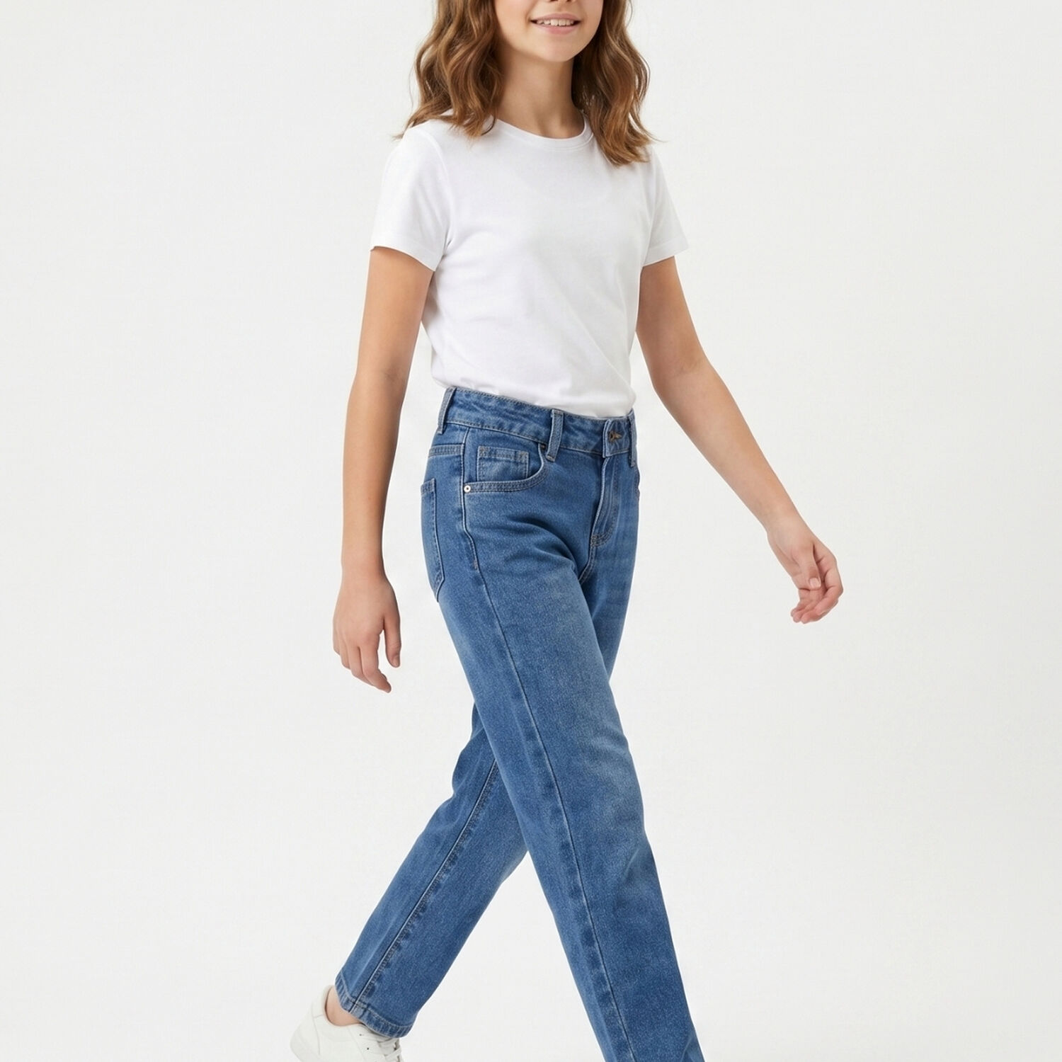 Pantalon Jeans Baggy Ni&ntilde;a Mezclilla Azul Recto image number 2.0