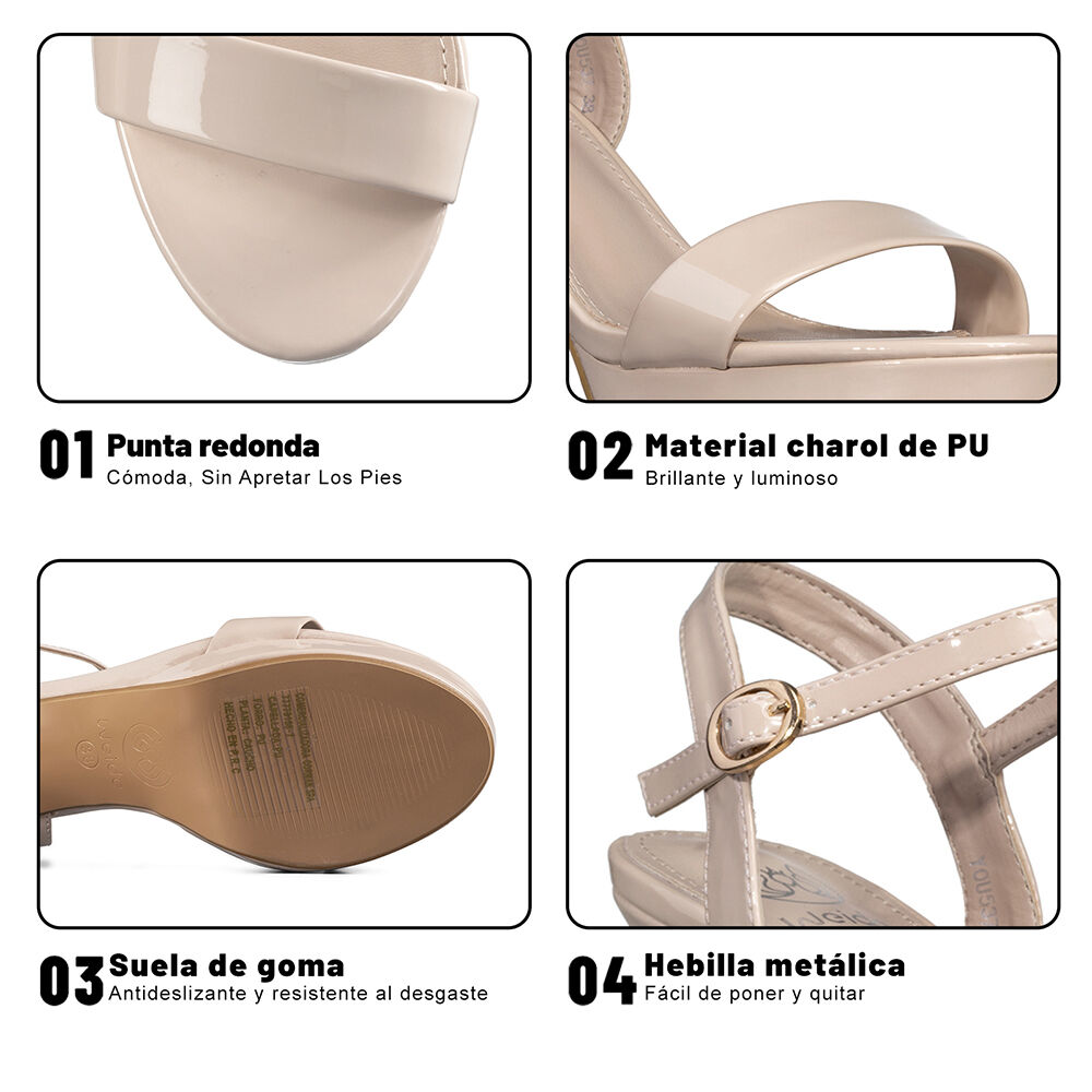 Sandalia Casual Taco Alto Simil Charol Mujer Weide You537 image number 8.0