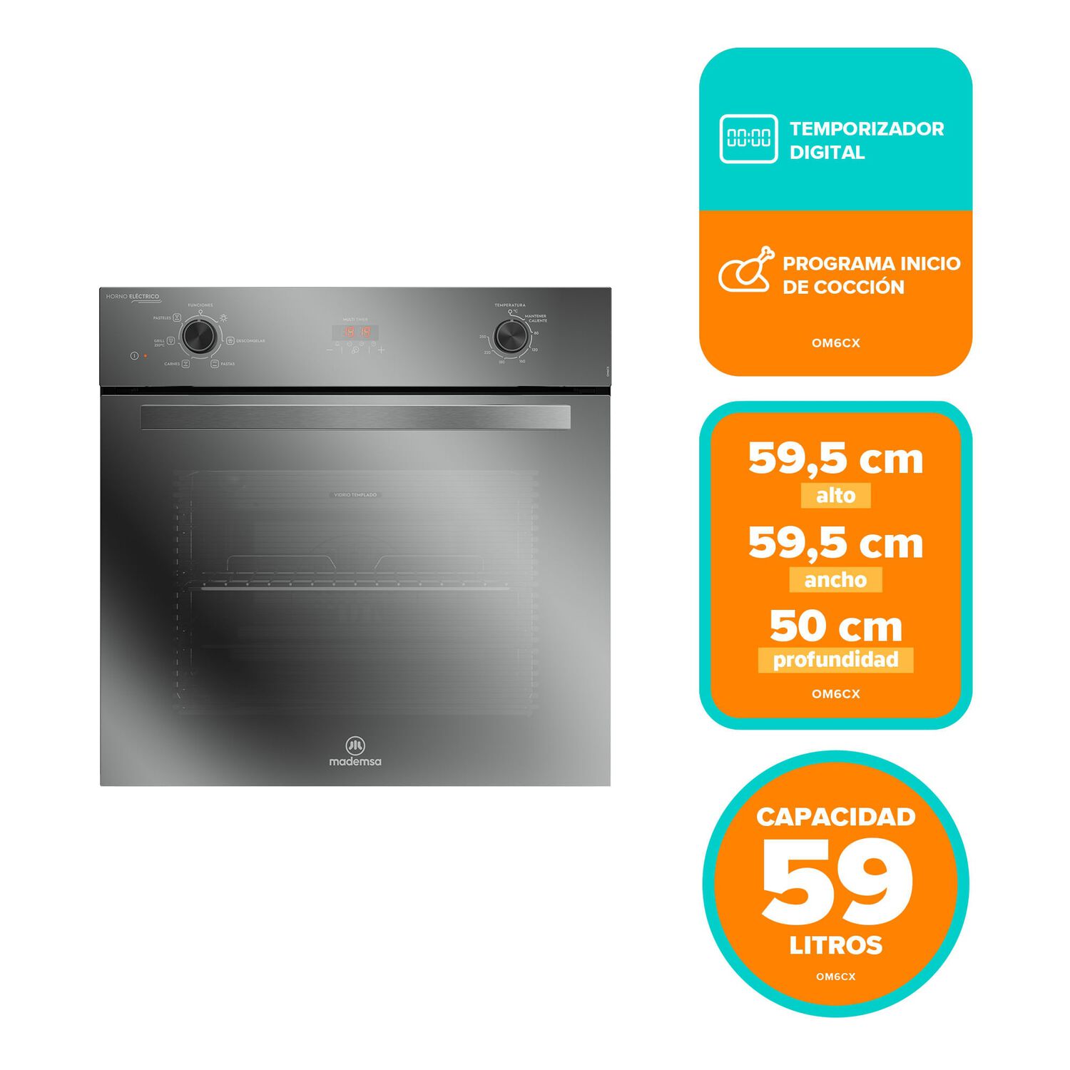 Horno Empotrable El&eacute;ctrico 59l Convector Y Temporizador Om6cx image number 1.0