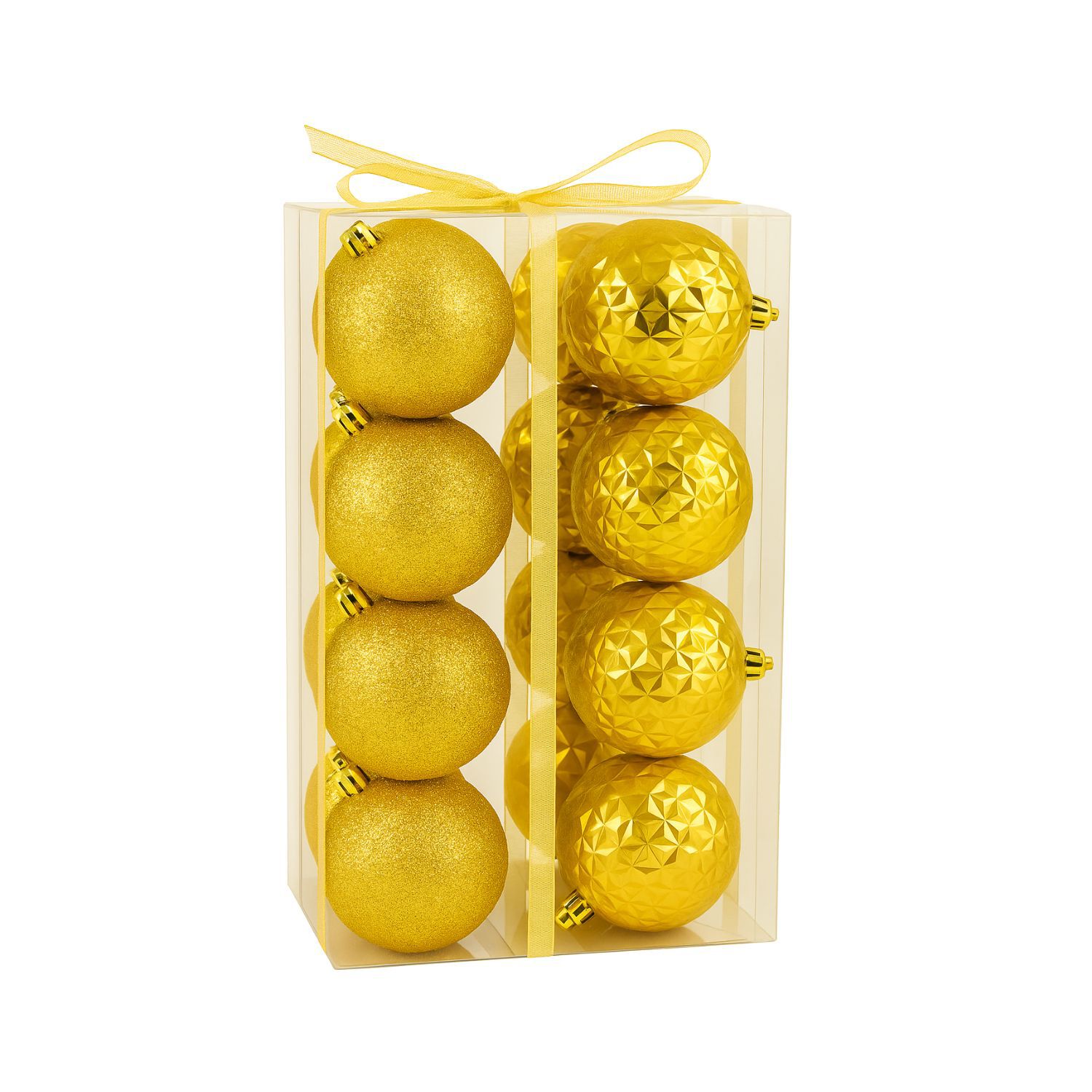 16 Esferas Navidad Bambalinas 8 Cm Dorado Navide&ntilde;as Decorar image number 0.0