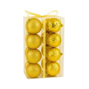 16 Esferas Navidad Bambalinas 8 Cm Dorado Navide&ntilde;as Decorar