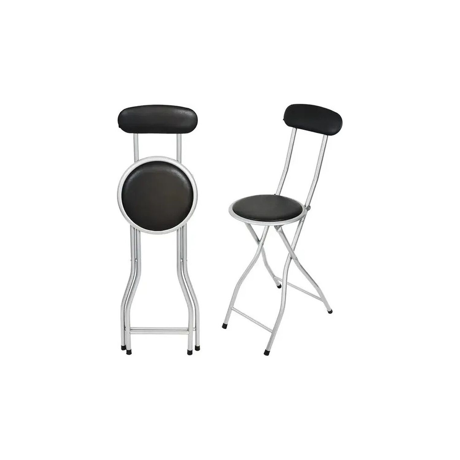 Silla Plegable Port&aacute;til Con Respaldo Multiuso Negro Y Gris image number 4.0