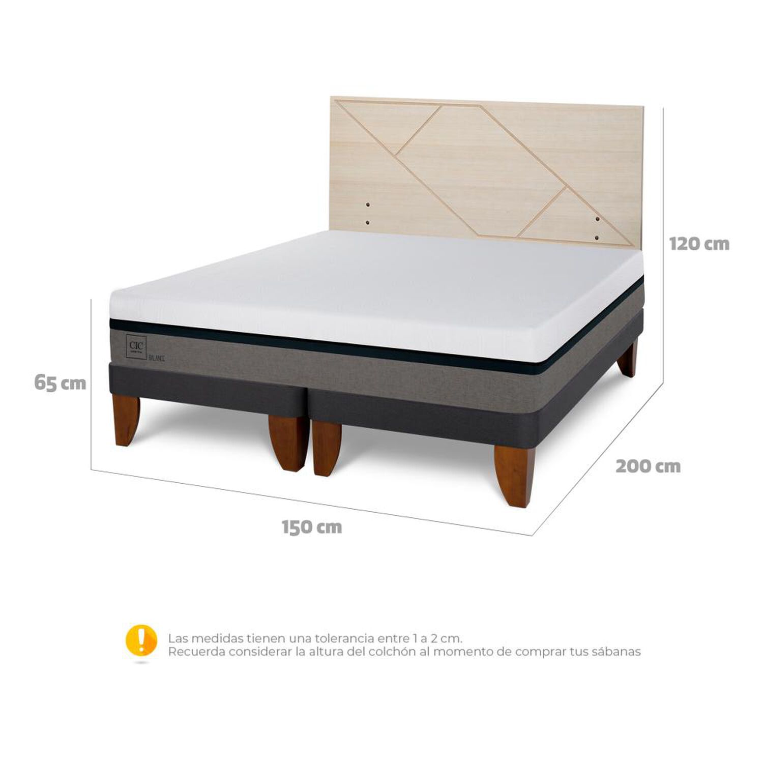 Cama Europea Cic Balance / 2 Plazas / Base Dividida + Respaldo image number 4.0