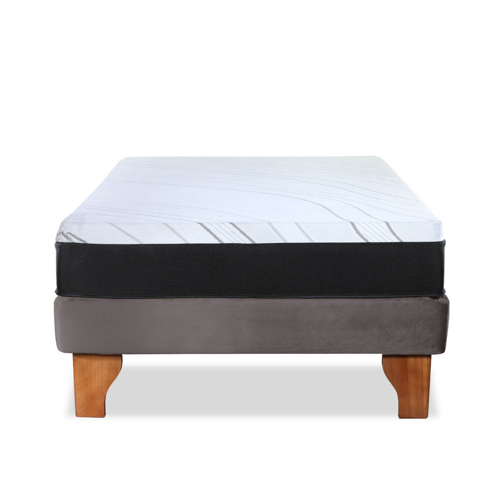 Cama Europea Zen Pro 1.5 Plazas Tela Velvet Gris image number 2.0