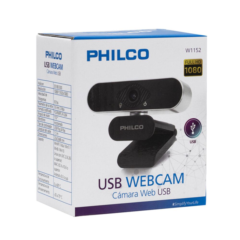 Camara Web Webcam Hd 1080p 30fps Usb W1152 image number 4.0