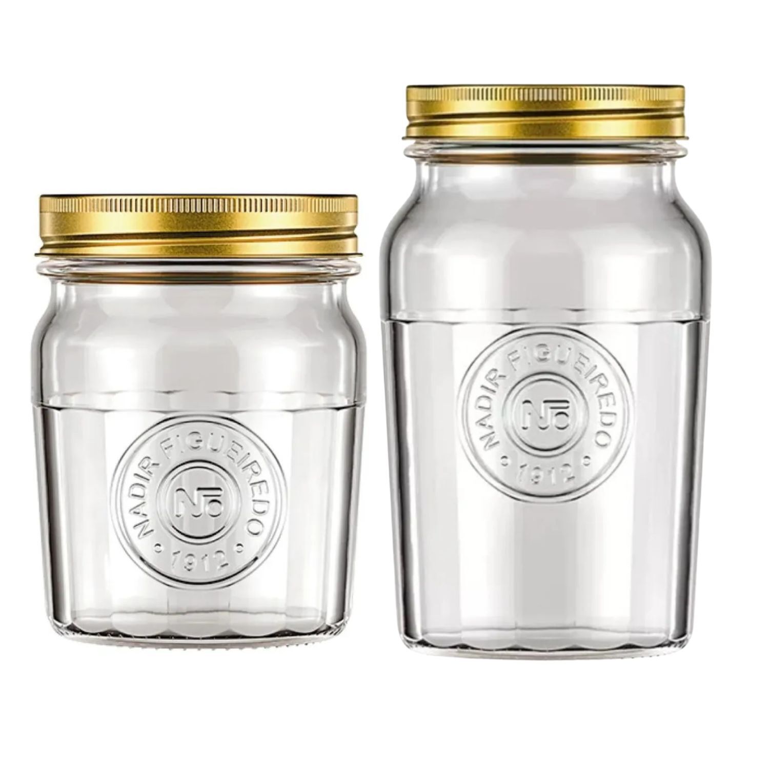 Set 2 Frascos Americano Vintage Vidrio 500ml + 1l Tapa Dorada image number 0.0