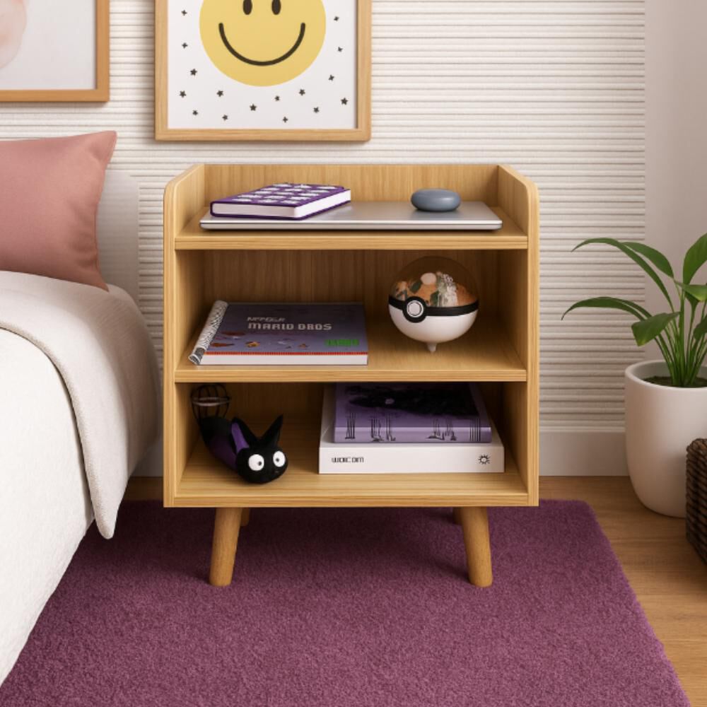 Velador Madera Natural 2 Pisos Minimalista Elegante image number 3.0