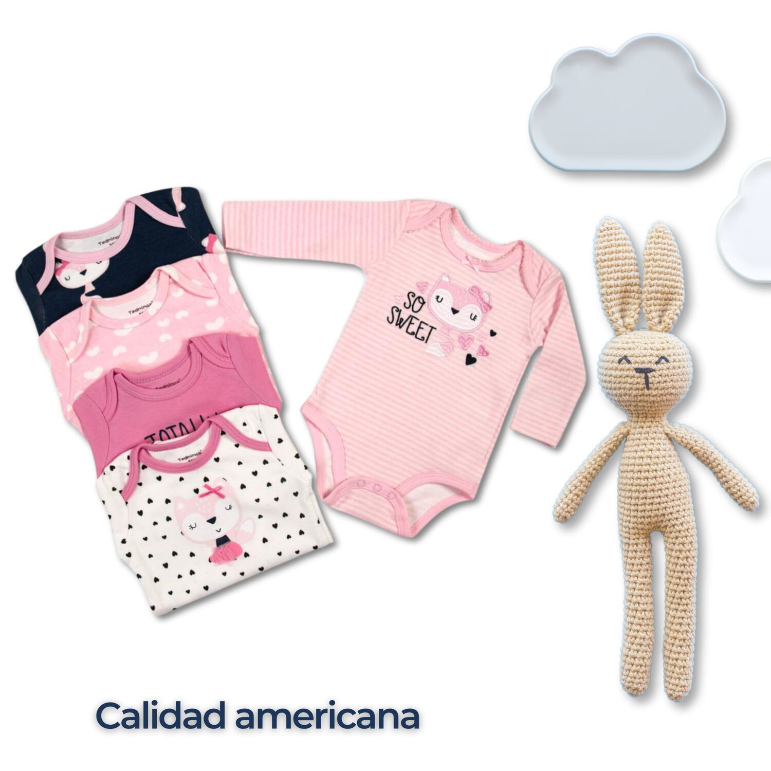 Pack 5 Bodys Ni&ntilde;a Manga Larga Tedmimak 100% Algod&oacute;n Sweet Rose image number 5.0