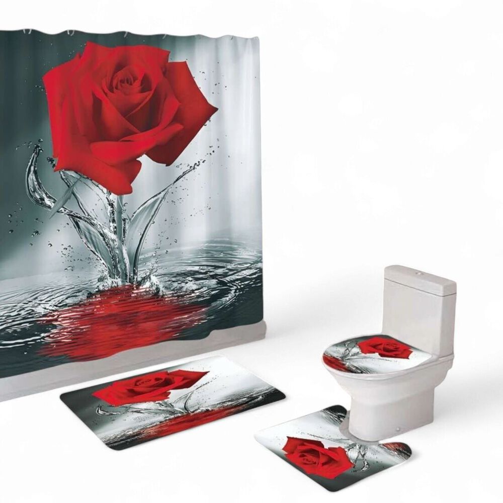 Juego De Baño Set De 4 Piezas Cortina + Tapa Wc + 2 Alfombras Sb4p-12 image number 0.0
