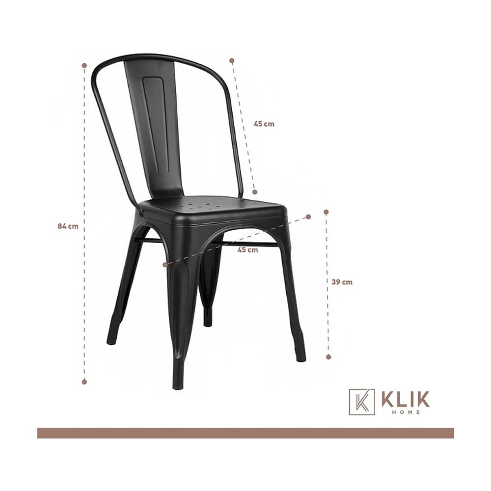 Mesa Restaurant 70x70 Tubo Metal Cubierta Mdf + 4 Sillas Tolix - Negra image number 5.0