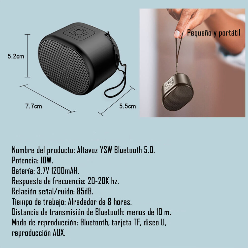 Parlante Speaker Portable Bluetooth Musica Yesido Ysw03 image number 4.0