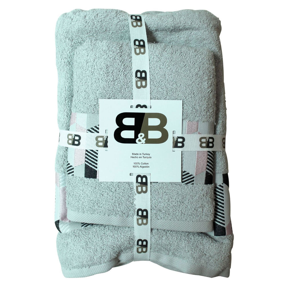 Juego De Dos Toallas Turcas Gris/dise&ntilde;o B&b Kitchen - Ps image number 0.0