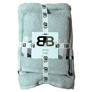 Juego De Dos Toallas Turcas Gris/diseño B&b Kitchen - Ps