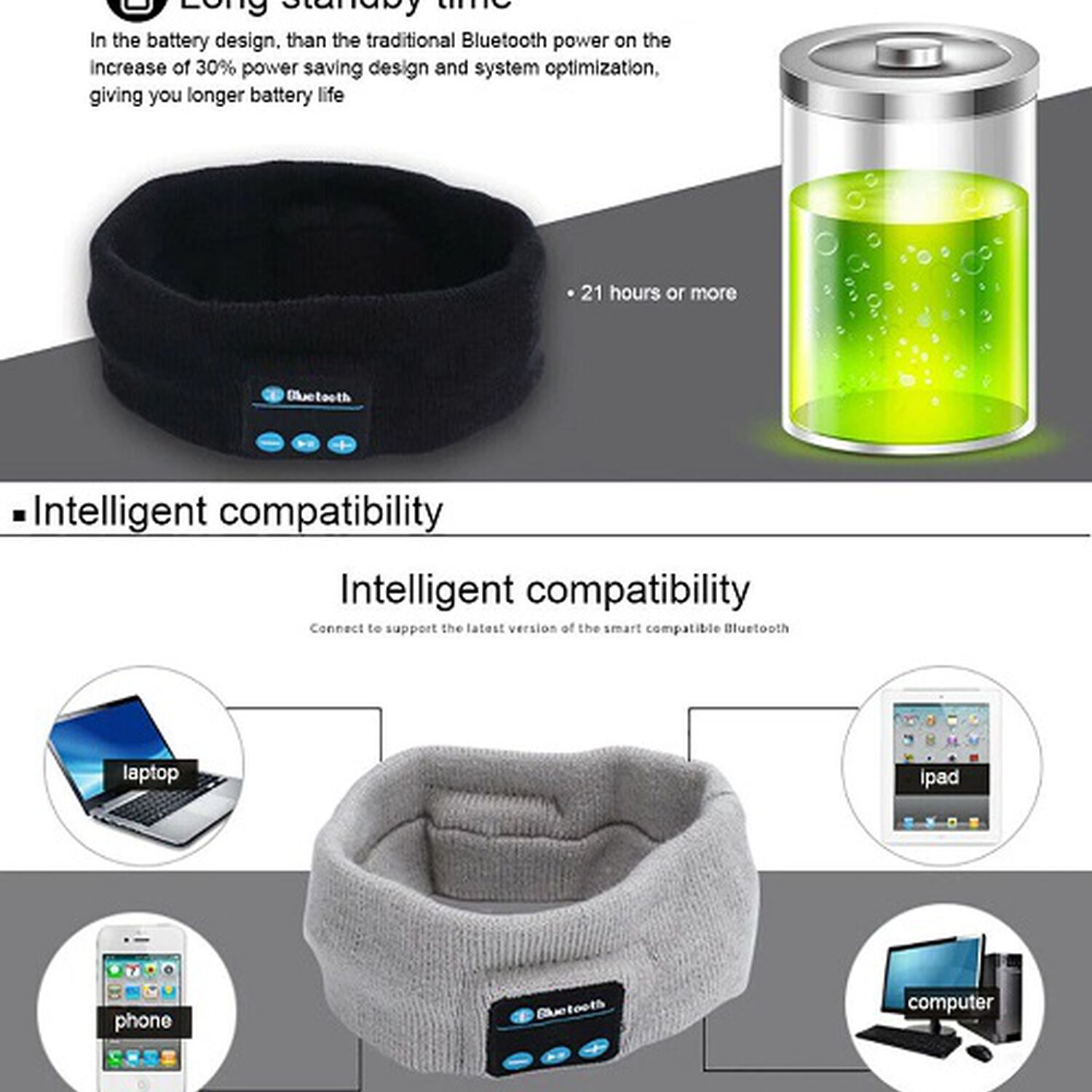 Aud&iacute;fonos Bluetooth Cintillo Recargables Auriculares Inalambricos image number 3.0