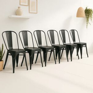Pack De 6 Sillas Tolix - Negras