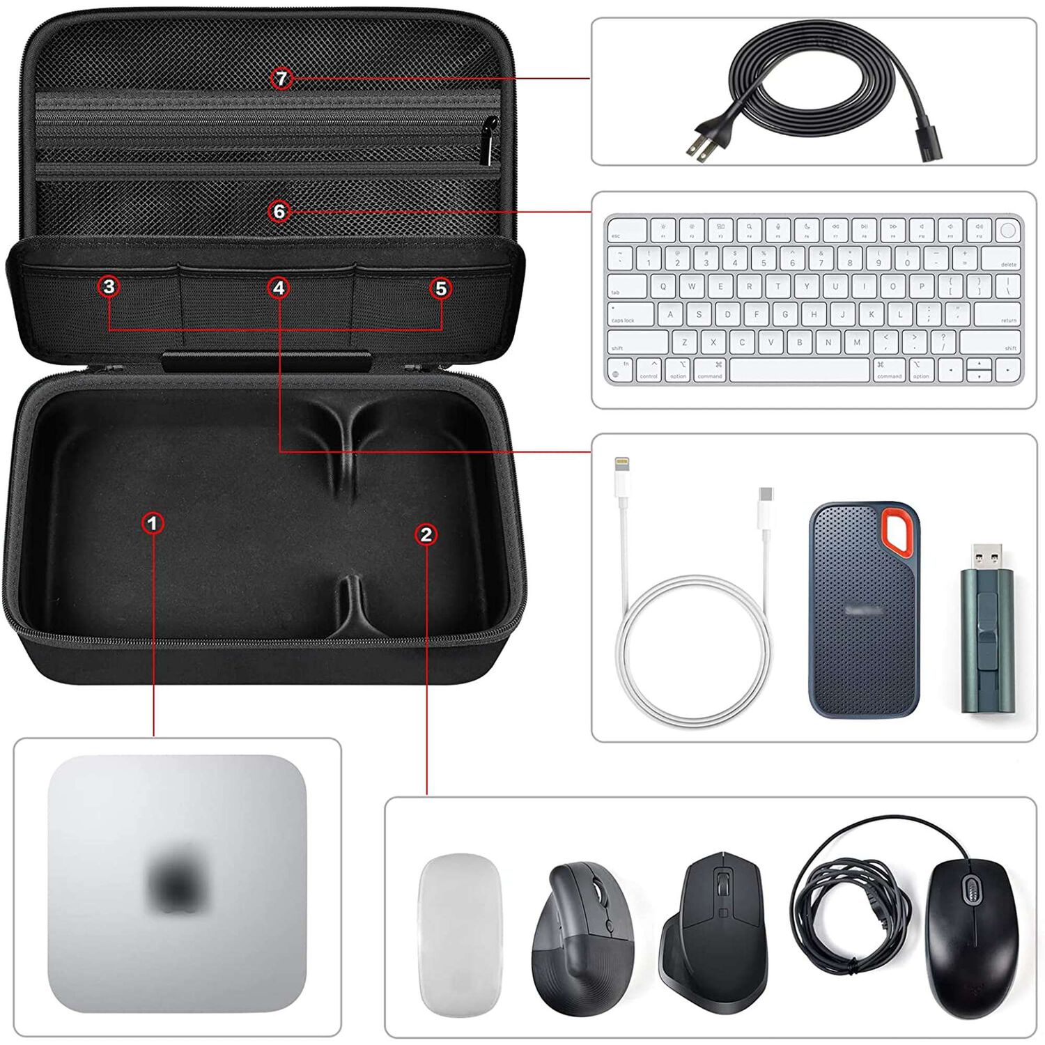 Funda Compatible Con Apple 2023 Mac Mini M2/mac Mini M1 Y Mac Mini, Organizador De Electr&oacute;nica Dura Para Accesorios - Negro image number 6.0