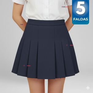 Pack 5 Faldas Escolar Color Azul Uniforme Para Ni&ntilde;as