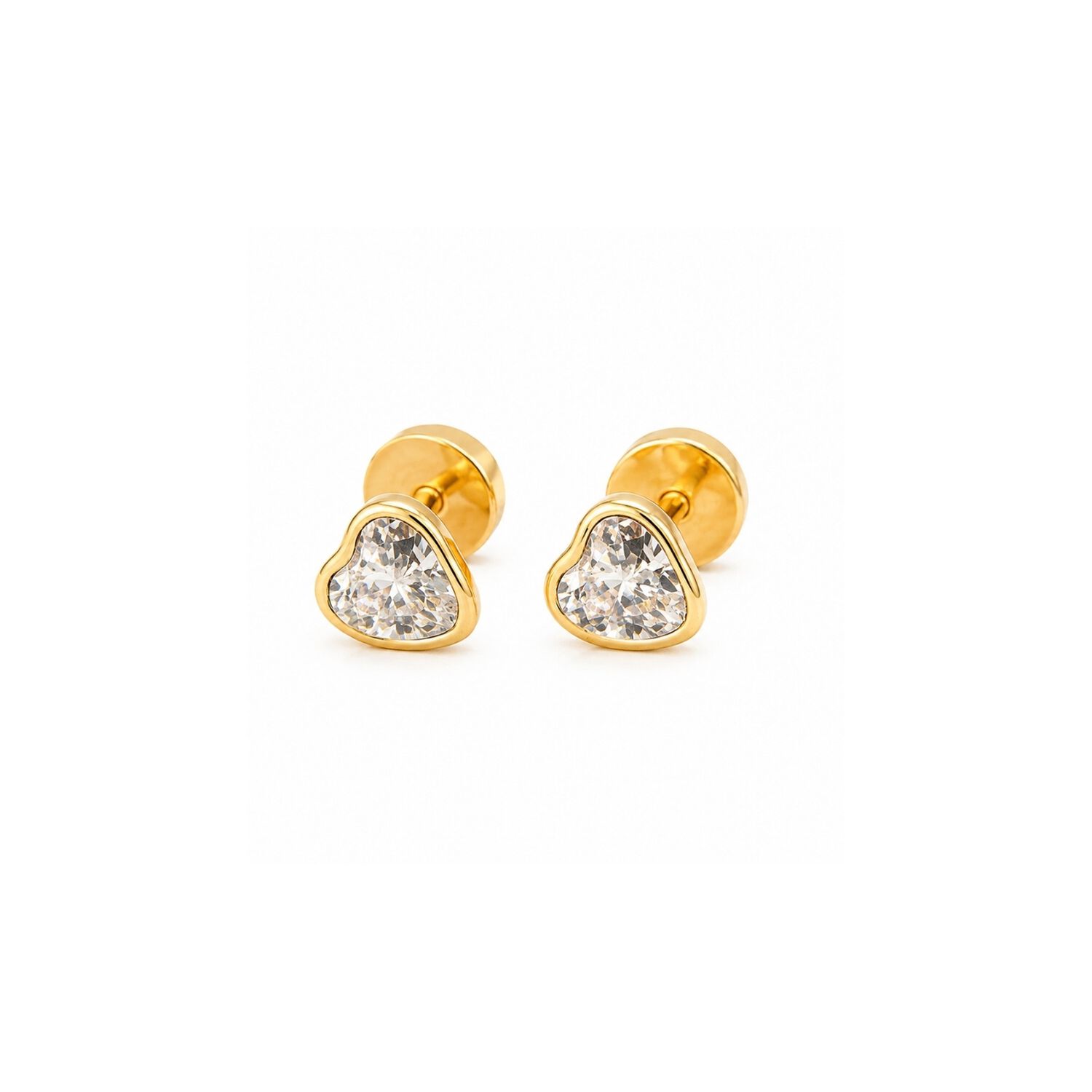 Aros Abridores Coraz&oacute;n 6mm Oro 18k Tope A Presi&oacute;n Ni&ntilde;as Jovenes image number 0.0