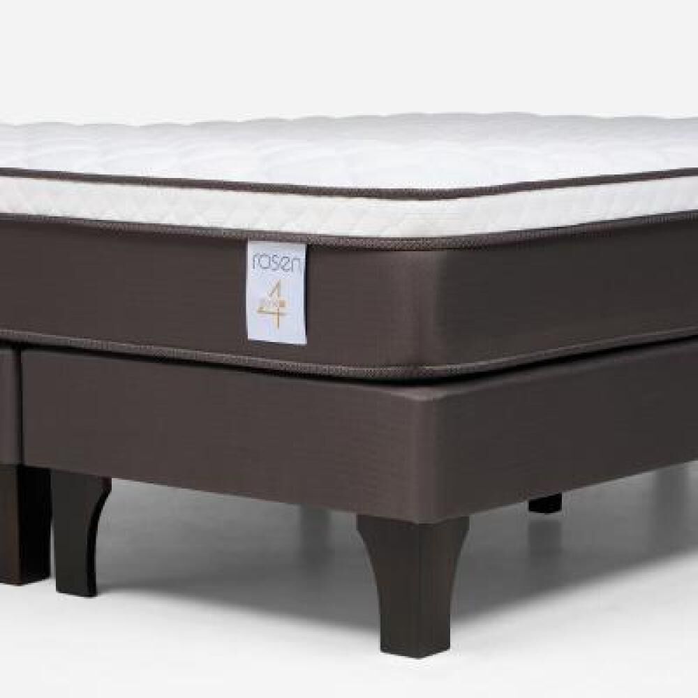 Cama Europea Rosen New Style 4 Plus / 2 Plazas / Base Dividida  + Respaldo Rachel Gris image number 12.0