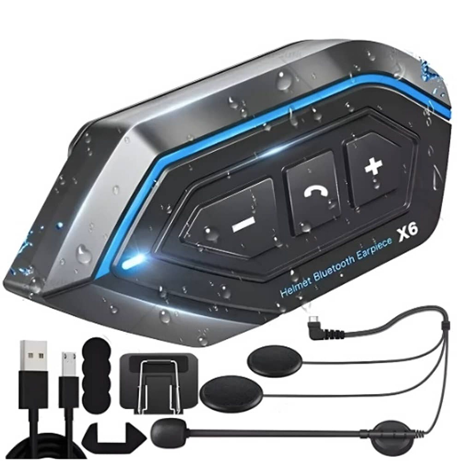 Aud&iacute;fonos Para Casco De Motos X6 Pro Bluetooth Impermeables image number 0.0