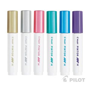 Set 6 L&aacute;pices Pintor Medio Met&aacute;licos Dorado Plateado Rosado Verazul Violeta