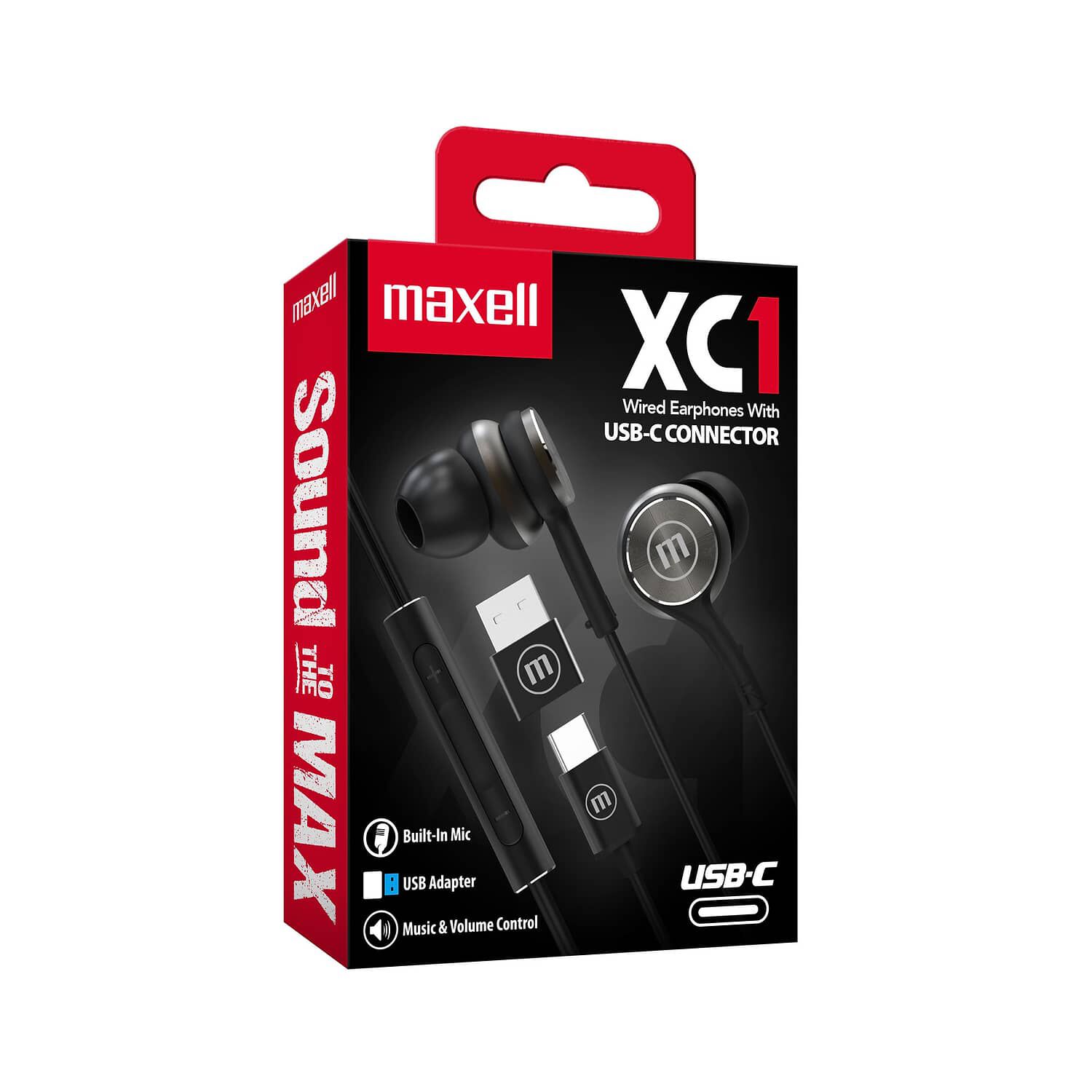 Aud&iacute;fonos Maxell Tipo C Con Adaptador Usb Negro image number 1.0