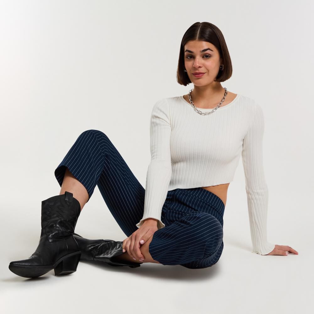 Sweater Crop Asimetrico Manga Larga Cuello Bote Mujer Rolly Go image number 1.0