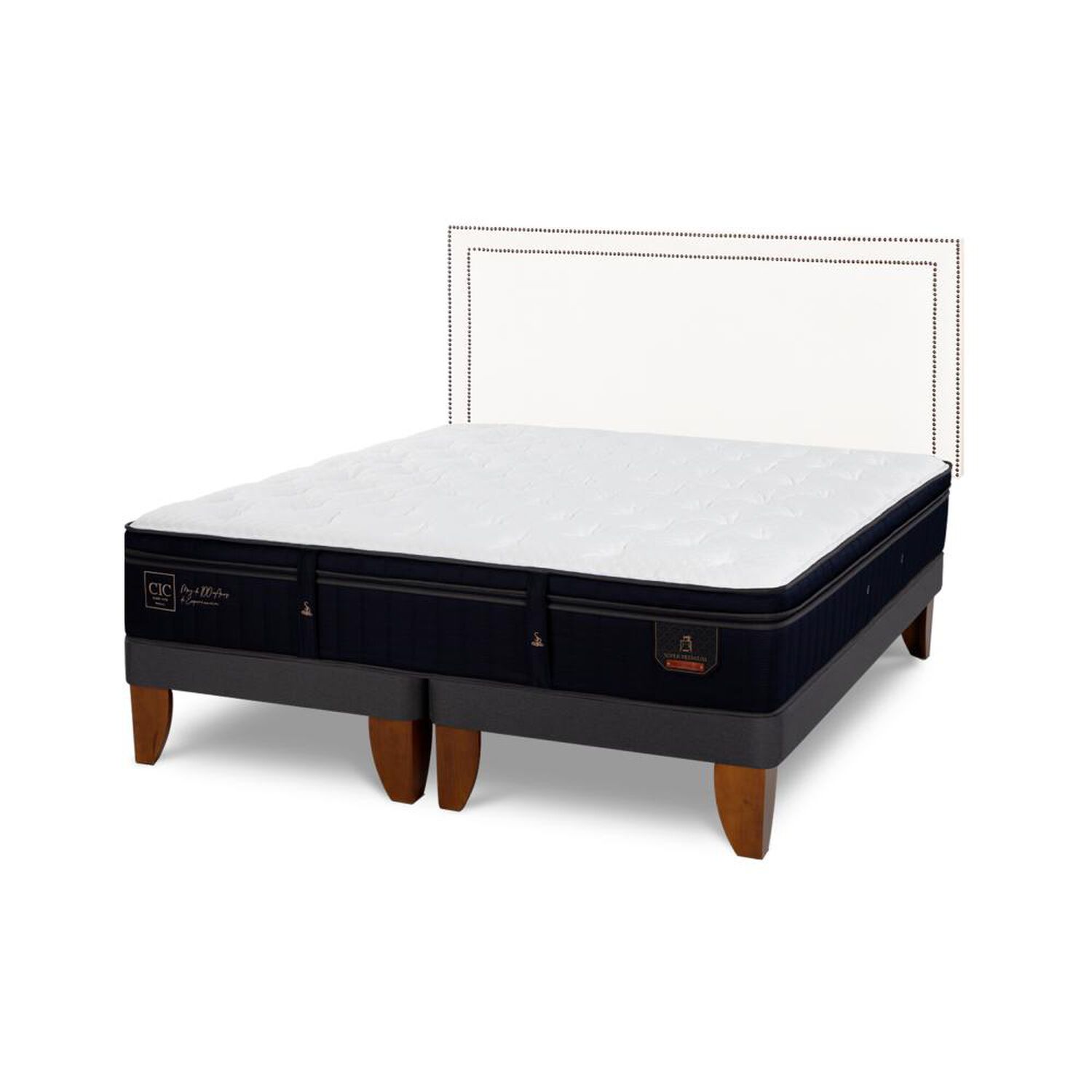 Cama Europea Cic Super Premium / 2 Plazas / Base Dividida + Respaldo image number 4.0